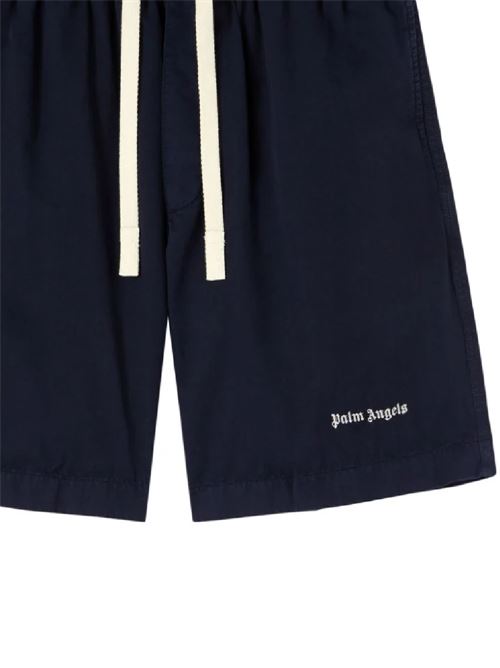 Navy blue cotton logo print shorts PALM ANGELS | PMCB051S24FAB0034603